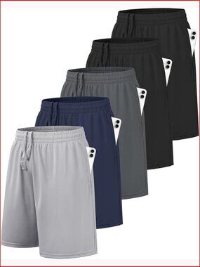 Boys Athletic Shorts Quick Dry Performance Basketball Shorts with Pockets